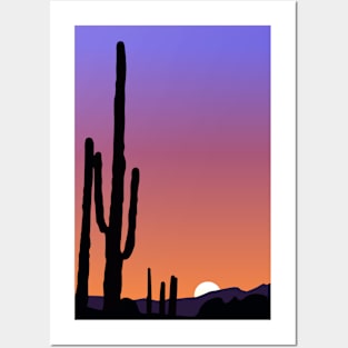 Desert sunset Posters and Art